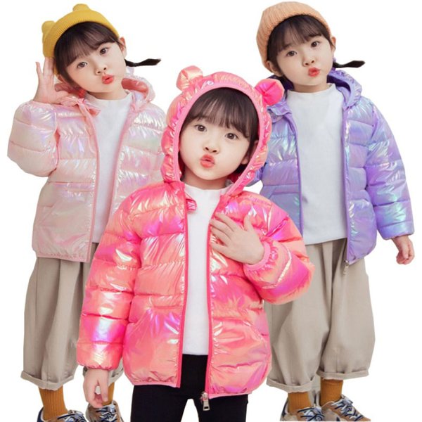 Winter Mit Kapuze Leichte Daunenjacken Kinder Mädchen Jungen Baby Warme Oberbekleidung Kinder Herbst Bunte Stoffmäntel Freizeitkleidung