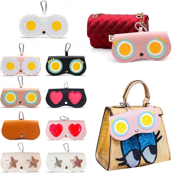 INS Cartoon Women Portable Sun Eye Glasses Box PU Leather Eyewear Case Sunglasses Cute Protection Bags