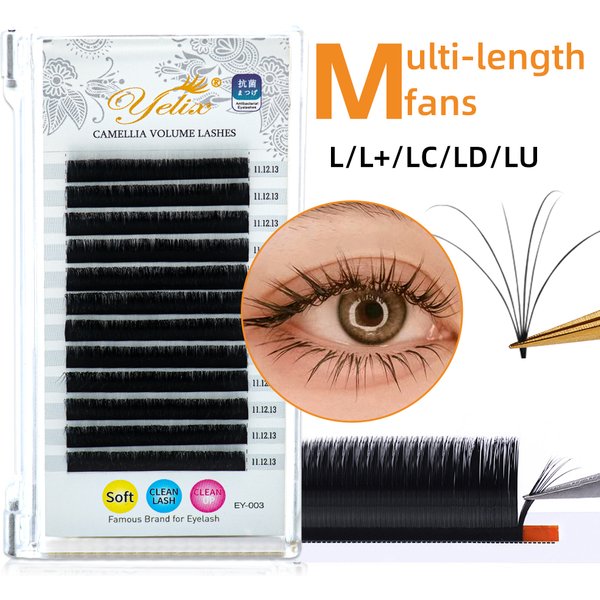 Yelix Multi-length Fans Natural Camellia Lash Extensions Fluffy Volume Lashes Soft Eyelash Extension Supplies Individual Lashes