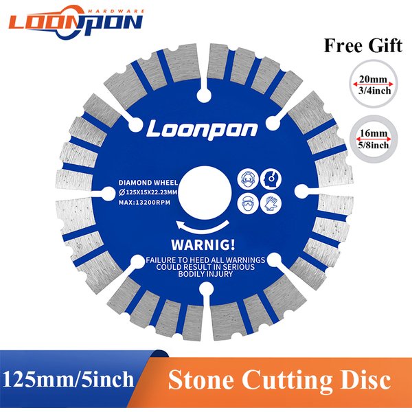 Loonpon Diamond Blade 125mm Saw Blade Stone Cutting Disc Wheel Cutting Blade For Dry Cutting Granite Marble Concrete Brick Block