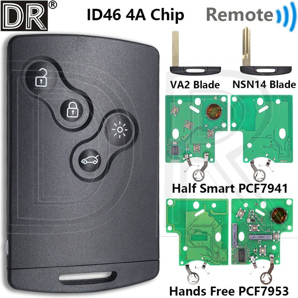 Świetny zdalny kluczyk samochodowy ID46/4A Chip Half Smart/Hands Free do Renault Megane 3 Laguna 3 Grand Scenic Koleos Fluence Clio IV Captur