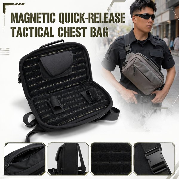 Sac de poitrine tactique magnétique à dégagement rapide, sac banane militaire étanche, sac à bandoulière EDC pour la chasse en extérieur