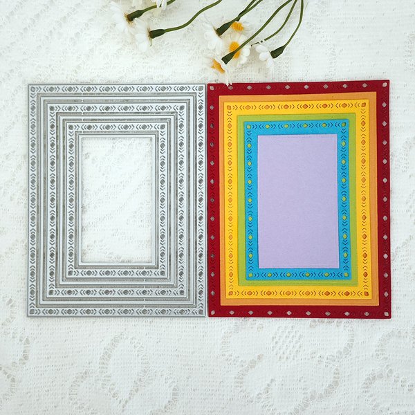 New Round Spanish Happy Birthday Heart-shaped Rectangle Garland Border Frame Cutting Dies DIY Scrapbook Photo Album Decor