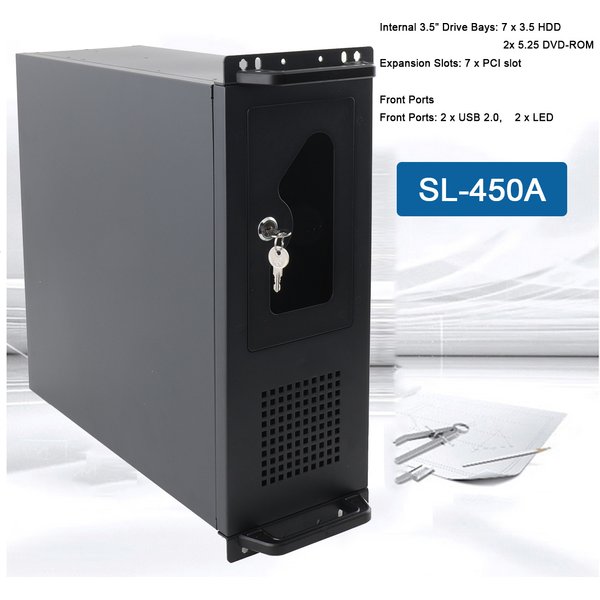 SL-450A 4U Server-Gehäuse Full Tower Multi-Disk-Gehäuse für Desktop-Computer 7 X PCI-Steckplätze mit Schlüssel Rackmount-Gehäuse