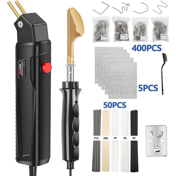 100W Kunststoff-Reparatur-Schweißgerät-Set, Heißklammer-Set mit Tragetasche & Zubehör für Stoßstangen & Kunststoffteile