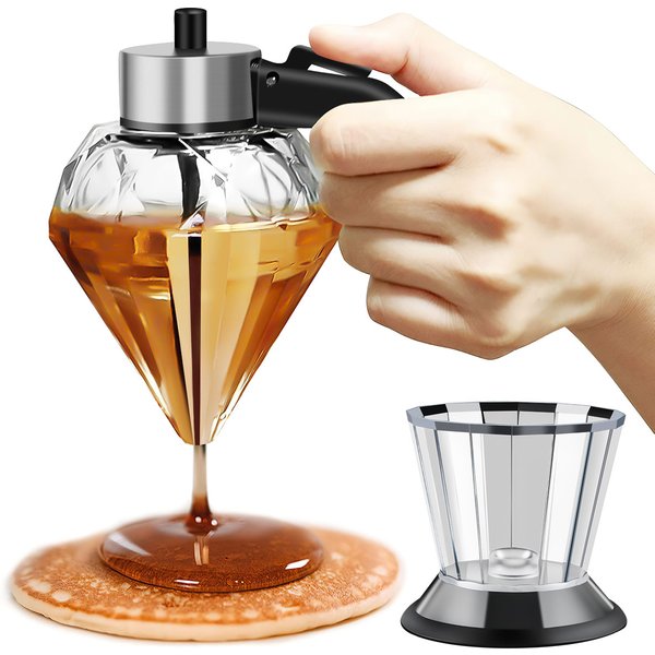 Distributeur de miel de 200ml, distributeur d'huile en verre en forme de diamant, bouteille d'huile multifonctionnelle, distributeurs de vinaigre et de Sauce, outil de cuisine