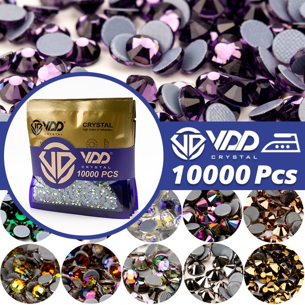 VDD 10000 pièces en vrac en gros de haute qualité verre cristal Hot-fix Strass Flatback paillettes Strass pierres pour bricolage tissu vêtement