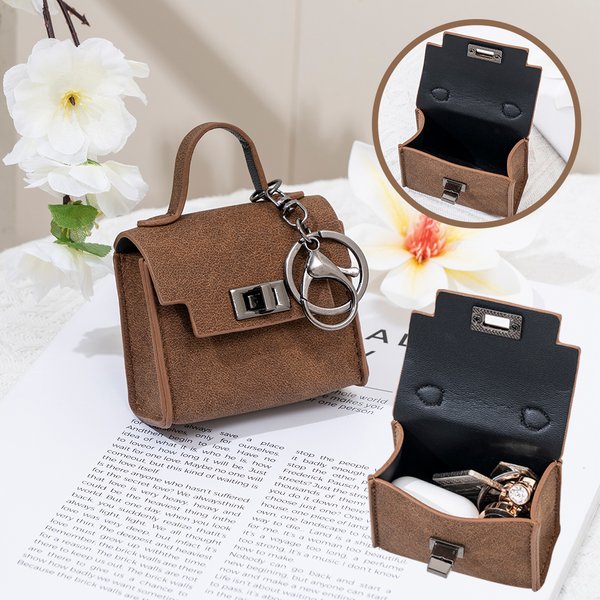 Klassischer Metallverschluss Wildleder Mini-Taschenanhänger Multifunktionaler Münzbeutel Airpod-Hülle für Rucksackdekoration