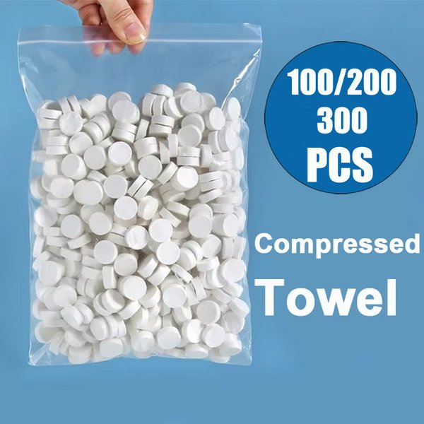 100/200/300 Stück Komprimierte Handtücher, Weiche Einweg-Münztücher, Tragbare Mini-Absorbierende Gesichtstücher für Reisen, Camping, BBQ, Outdoor