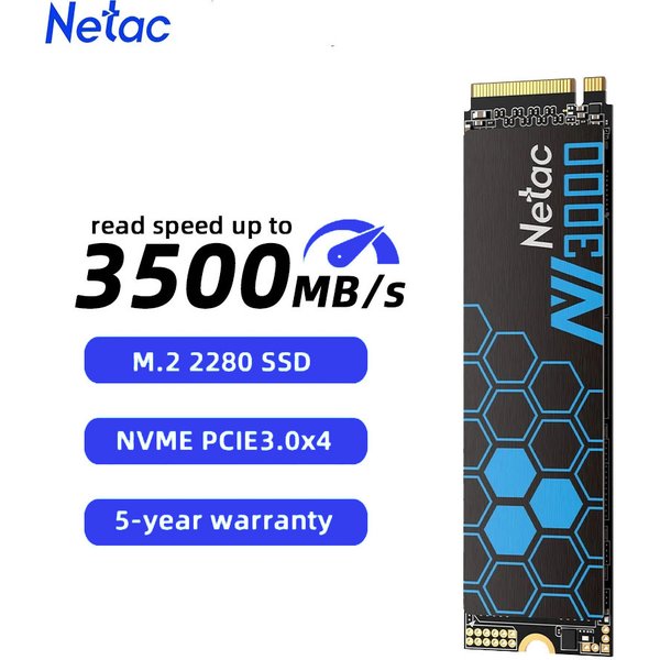 SSD interne Netac NV3000 M2 500 Go 1 To M.2 NVMe 3500 Mo/s M2 2280 PCIe 3.0 250 Go 2 To pour ordinateur portable et de bureau