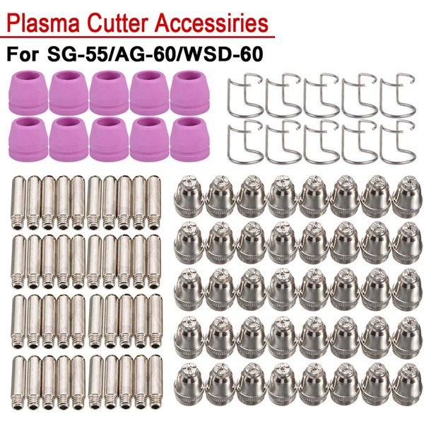 Accessoires pour pistolet de découpe Plasma à Air, consommables, pointe d'électrode de torche, Kit de capuchon de protection pour WSD60 AG60 SG55 CUT60 LGK60