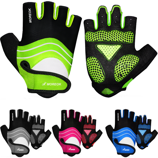 Gants de cyclisme MOREOK, gants de vélo demi-doigts avec coussinets en silicone de 5 mm, gants de vélo absorbant les chocs, gants de VTT anti-choc