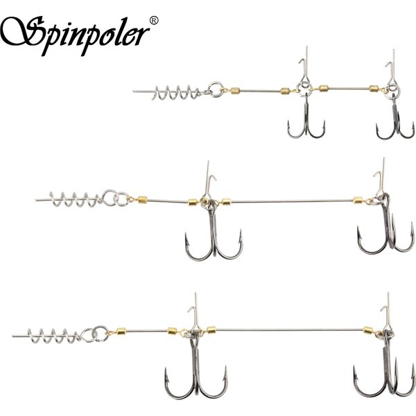 Spinpoler Shad Belly Hook Stinger Rig für Softbait Pike Double Angelhaken # 6 # 1 # 1/0 Korkschraube Shad Spin Rig Tackle Pesca