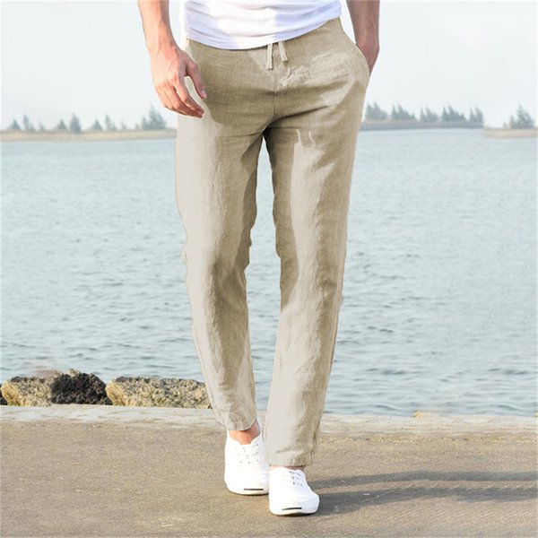Pantalon en coton et lin pour homme, respirant, couleur unie, Fitness, Streetwear, nouvelle collection automne S-3XL