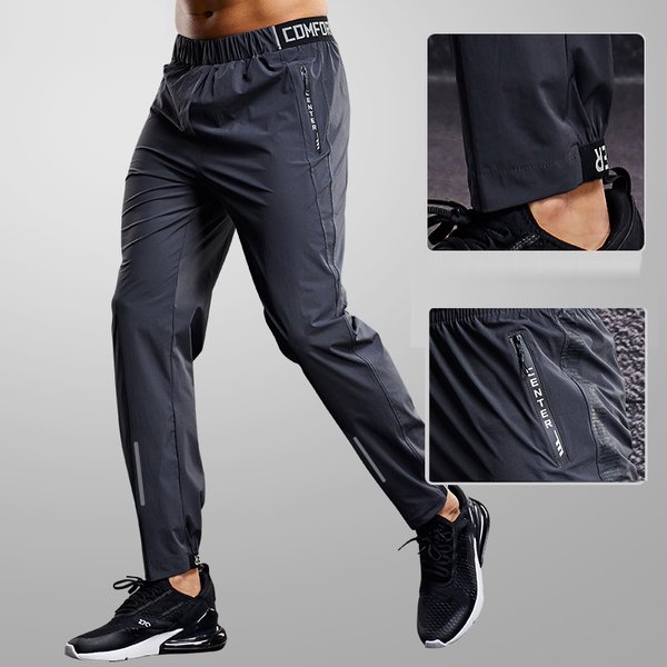 Pantalons de Sport à séchage rapide pour hommes, pantalons de course avec poches zippées, pantalons de Jogging d'entraînement, de Fitness, de survêtement décontractés