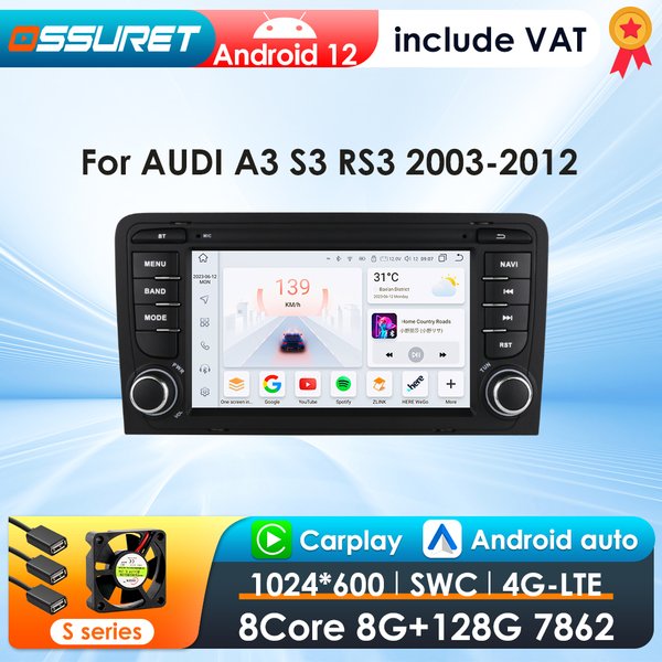 2Din Android 12 CarPlayAI Stimme Carplay Android Auto Radio Für Audi A3 8P 2003-2011 S3 RS3 auto Multimedia GPS 4G autoradio
