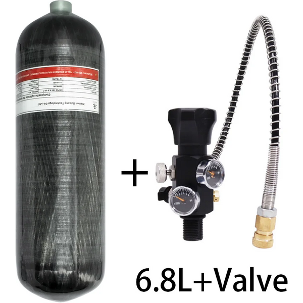 TUXING 4500 psi 6,8 l Kohlefaser-Zylinder mit Füllstation, Regelventil, 300 Bar Hochdruck-HPA-Zylinder zum Tauchen