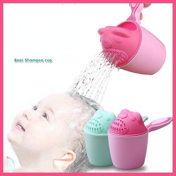 Cuillère de bain ours mignon pour bébé, bonnet de douche pour tout-petit, tasse à shampooing pour enfants, outil de bain pour enfants, E27