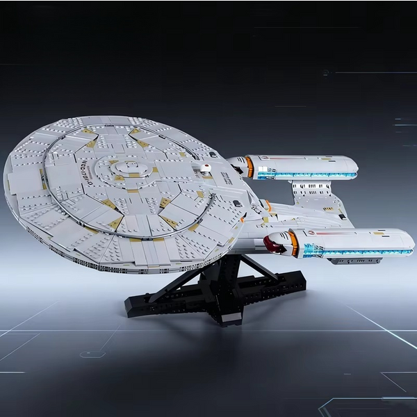 Kit de modèle de vaisseau spatial de l'univers gris MOC, décoration d'intérieur pour bureau, cadeau de fête pour les passionnés de modélisme.