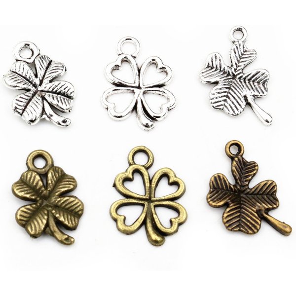 40 Stück Bronze Antik versilbert süßes Kleeblatt handgemachte Charms Anhänger DIY Schmuckherstellung Zubehör für Armband Halskette