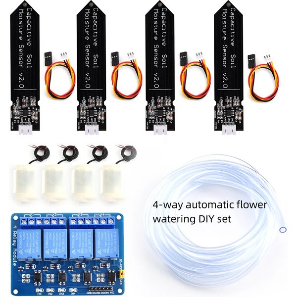 4-Wege-Automatik-Bewässerung für Blumen, DIY-Set, 4-Wege-Relais, automatische Bewässerung, Gartenblumen, automatisches Bewässerungsgerät