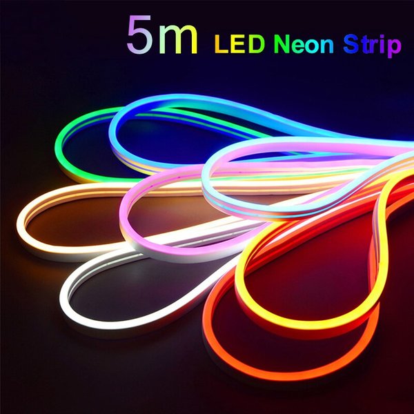 Bande Lumineuse Néon LED Flexible en Silicone, 2835, 5m, 600 Lumières, Linéaire Intégré, pour Extérieur, Chambre à Coucher