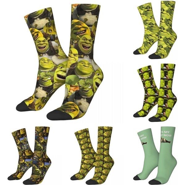 Chaussettes Hip-Hop Shreks Memes pour femmes et hommes, chaussettes de basket-ball, chaussettes longues en polyester Anime, visage drôle, non ald