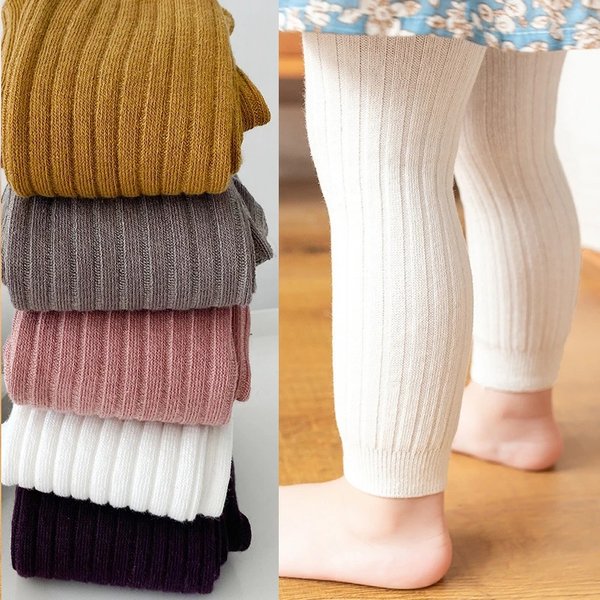 Pantalons d'automne pour bébés garçons et filles, Leggings pour nouveau-nés, collants en coton solide, extensibles, pantalons tricotés pour enfants de 0 à 6 ans