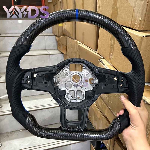Geeignet für Volkswagen Golf MK6 MK7 7.5 GTI GTD GTE R Polo Passat Ledergriff Lenkrad aus Kohlefasermaterial