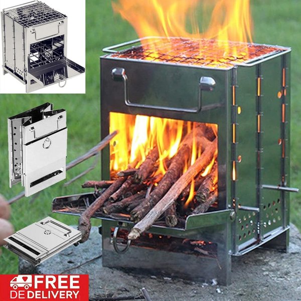 1 zestaw składanego grilla ze stali nierdzewnej 14*14*21cm, sześcienna konstrukcja, lekki i przenośny, idealny na kemping, piknik i grill.