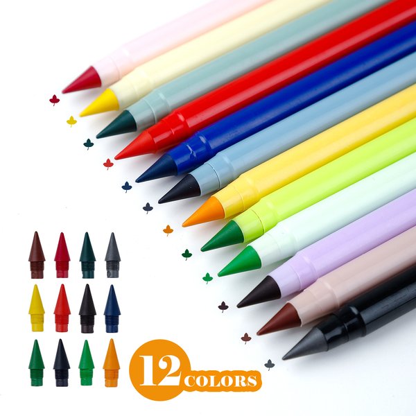 12 couleurs/ensemble crayons éternels de couleur Morandi crayon d'écriture éternel illimité stylo coloré effaçable sans stylo à encre papeterie