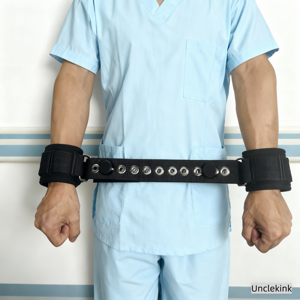Schwarze Handgelenkstütze mit Magnetverschlussschlüssel – medizinischer Gürtel, weiches Baumwollfutter, verstellbare wiederverwendbare psychiatrische Pflege