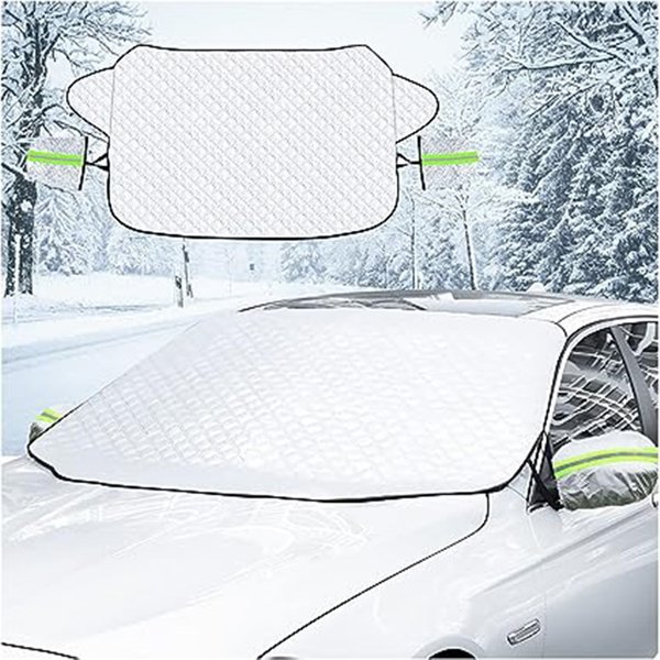 Windschutzscheibenabdeckung für Eis und Schnee, für Schnee, Eis, UV-Schutz, Spiegelschutz, Winddichte Sonnenschutzabdeckung für Autos, Passend für die Meisten Fahrzeuge