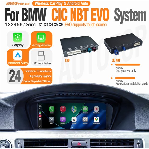 AUTOTOP Wireless CarPlay Android Auto For BMW 1 2 3 4 5 Series X1 X3 X4 X5 X6 F30 F31 F32 F33 F10 F15 F12 F13 E84 CIC NBT EVO