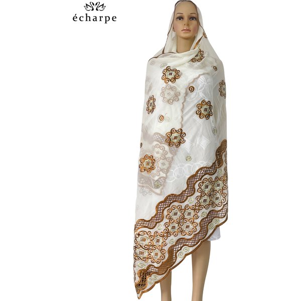 Écharpe Brodée en Coton pour Sauna Musulman Africain, Hijab de Ramadan Islamique, Châle de Prière de Dubaï, Nouveau Style