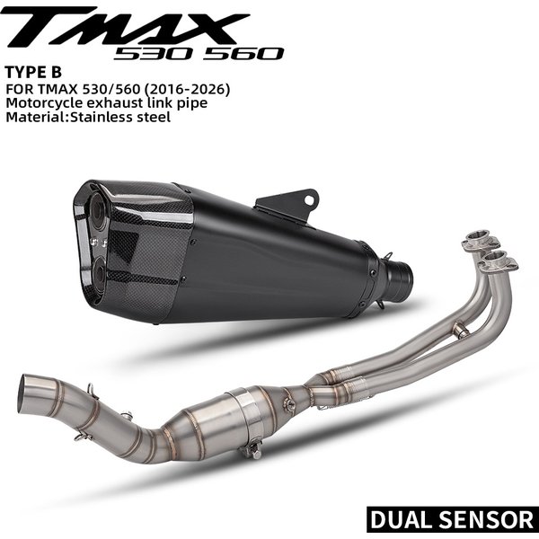 Sans lacet pour TMAX 530 560 500 TMAX530 2017 - 2026 moto échappement avant lien moyen tuyau en Fiber de carbone silencieux