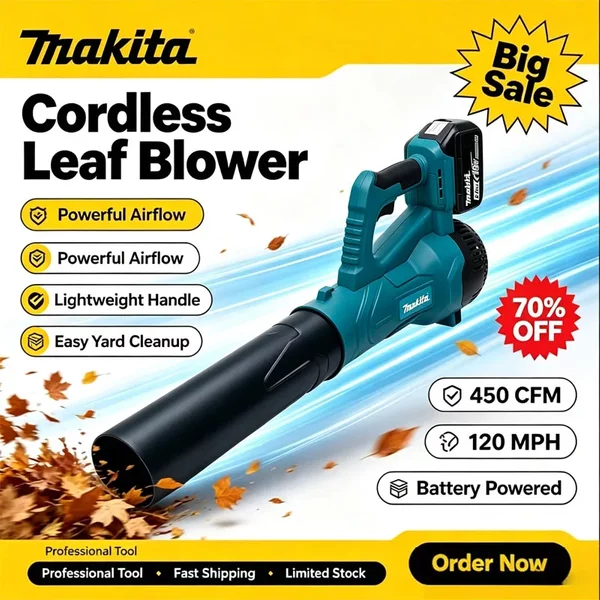Souffleur de feuilles sans fil Makita 38000 tr/min, souffleur électrique équipé d'un moteur sans balais, pour batterie Makita 18V PIN