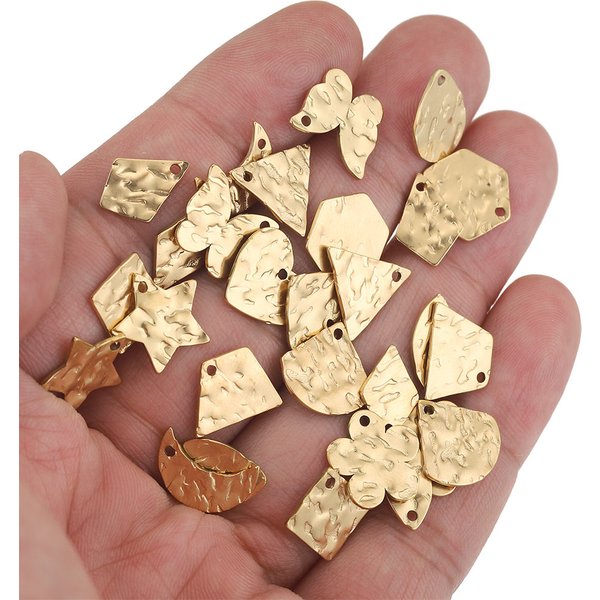 Étiquettes en acier inoxydable plaqué or, 20 pièces, cœur, lune, papillon, petites breloques, pièce de monnaie vierge pour bricolage, matériaux de fabrication de bracelets