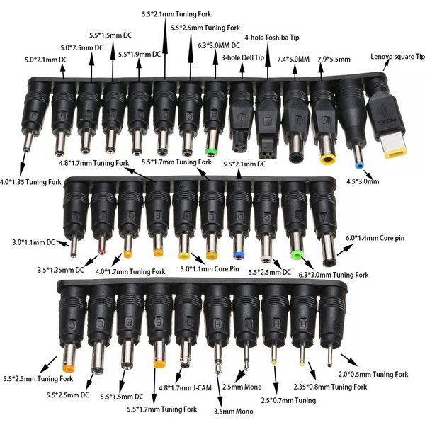 34 pièces 8 pièces universel DC AC 5.5mm x 2.1mm adaptateur secteur conseils connecteurs Kits pour Lenovo Thinkpad ordinateur portable alimentation prise Jack ensembles