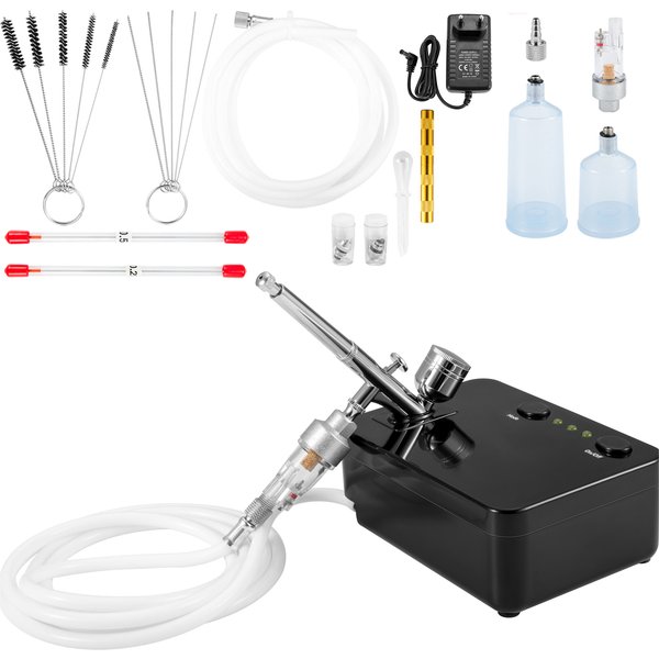 SucceBuy Kit d'aérographe à double action, système d'aérographe multifonctionnel, compresseur, pistolet de pulvérisation de 0.3mm pour peinture de gâteaux, modèle de maquillage des ongles
