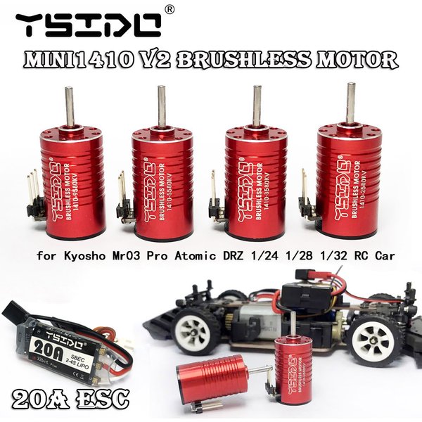 YSIDO Mini 1410 V2 2580KV 3580KV 5580KV 9580KV 1525 Brushless Motor 20A ESC for Kyosho Mr03 Pro Atomic DRZ 1/24 1/28 RC Car