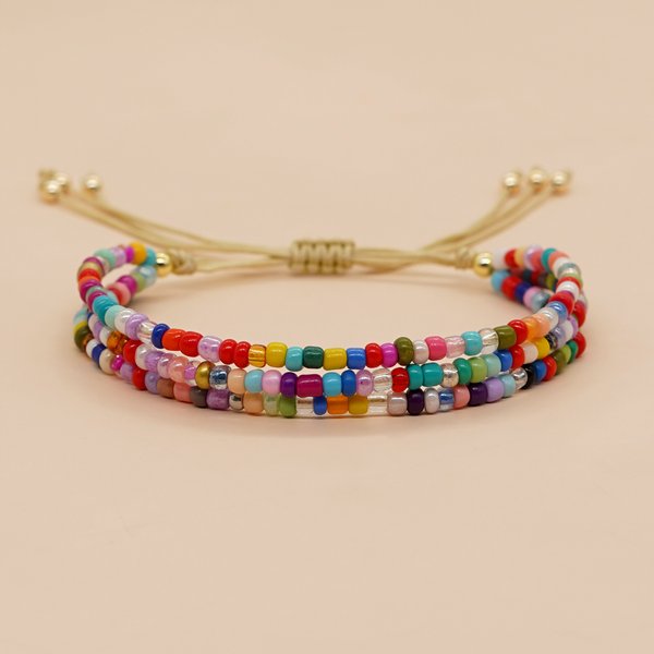 Go2Boho – produit d'été, bijoux de plage, Bracelet de perles Miyuki, perles colorées arc-en-ciel, corde réglable, cadeau de plage Surprise pour filles