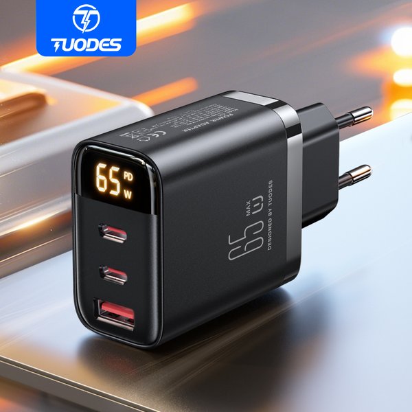 Tuodes 65 W GaN Ladegerät PPS PD USB Typ C Schnellladung QC4.0 Schnellladung für iPhone 17 MacBook Air Tablet Samsung Xiaomi Laptop