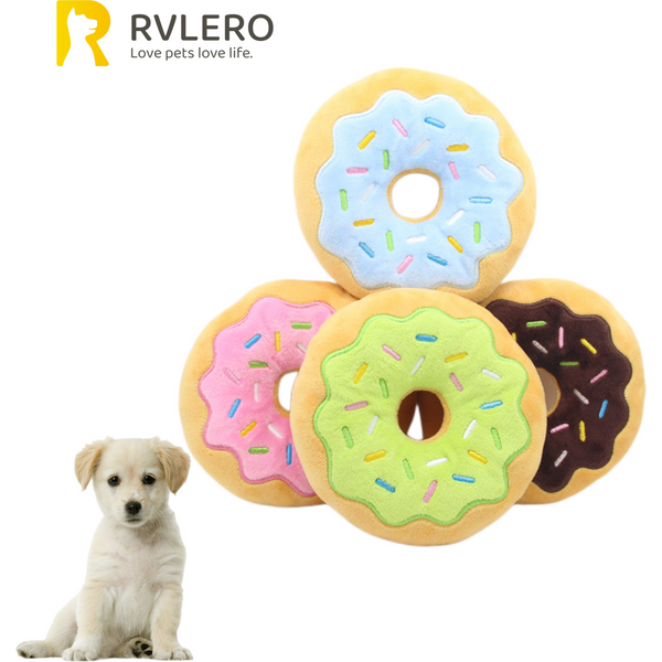 Jouets pour chiens, beignet en peluche, jouet mignon pour animaux de compagnie, son grinçant, drôle, interactif, résistant aux morsures, à mâcher, meulage des dents