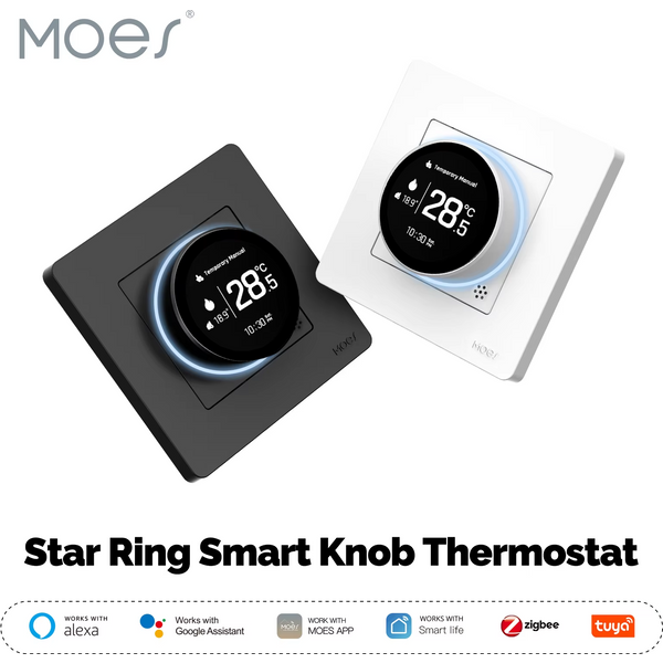 MOES Tuya ZigBee Smart Knob Thermostat Star Ring Serie Temperatur Controller Wasser Kessel Elektrische Heizung Mit Alexa Google