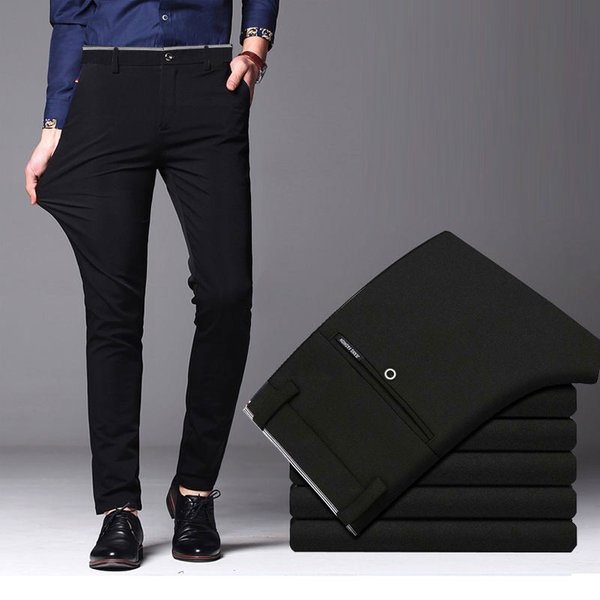 Pantalon Long décontracté pour hommes, mode d'été, pantalon de costume, élastique, droit, formel, grande taille 28-40