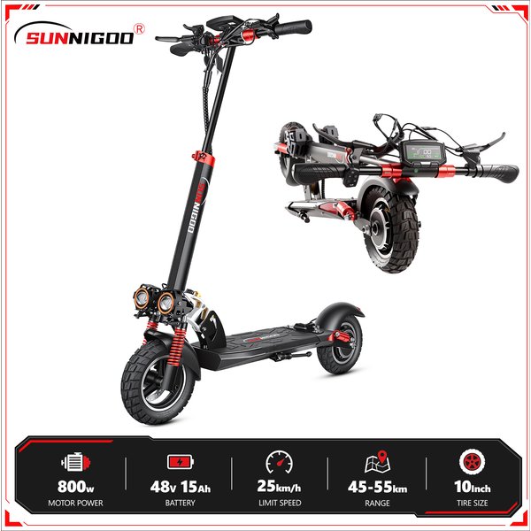SUNNIGOO Elektroroller für Erwachsene mit NFC-Schloss, 48V 800W Leistungsstarker Motor, Sitz, Faltbarer Roller, 15Ah 55km Reichweite