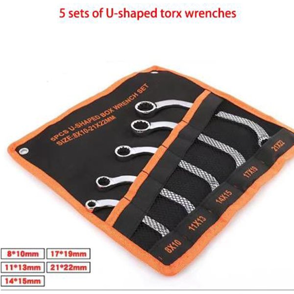 Jeu de clés Torx en forme de C, outil de réparation automatique, 8mm, 10/11mm, 13/14mm, 15/17mm, 19/21mm, 22mm, 5 pièces, ensemble