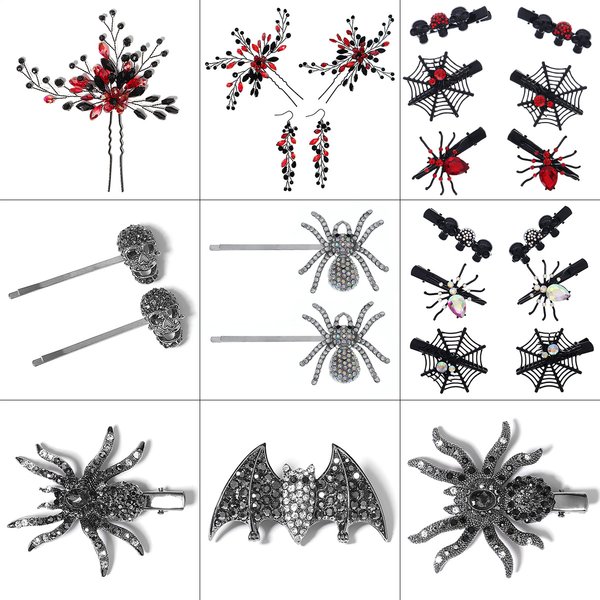 Halloween Spinne Haars pangen für Frauen Mädchen Pony Haarnadeln Strass Haars pangen Festival Prinzessin Haarschmuck Schmuck