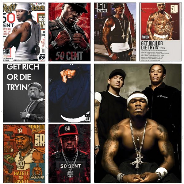 Rapper 50 C-Cent Poster, Premium-Dekorationskunst und Geschenk für Haushalt, Lounge, Heimdekoration